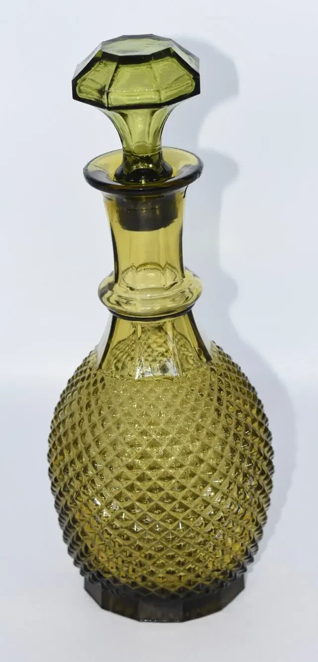 Empoli Pineapple Genie Bottles Vintage Italian Glass Decorative Decanter